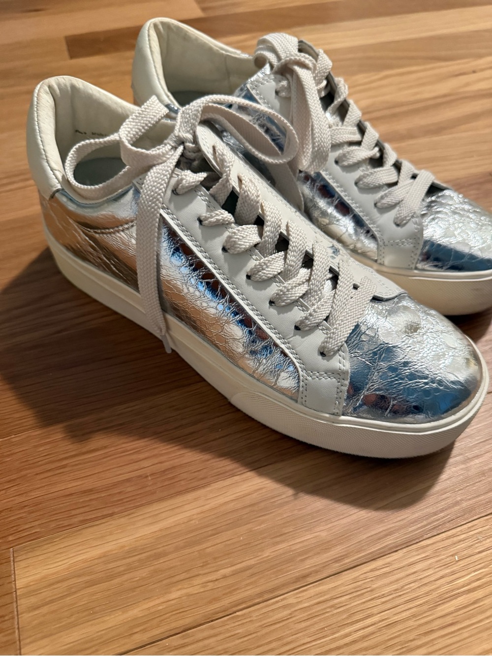 Dolce Vita Silver Metallic Low-Top Platform Sneakers